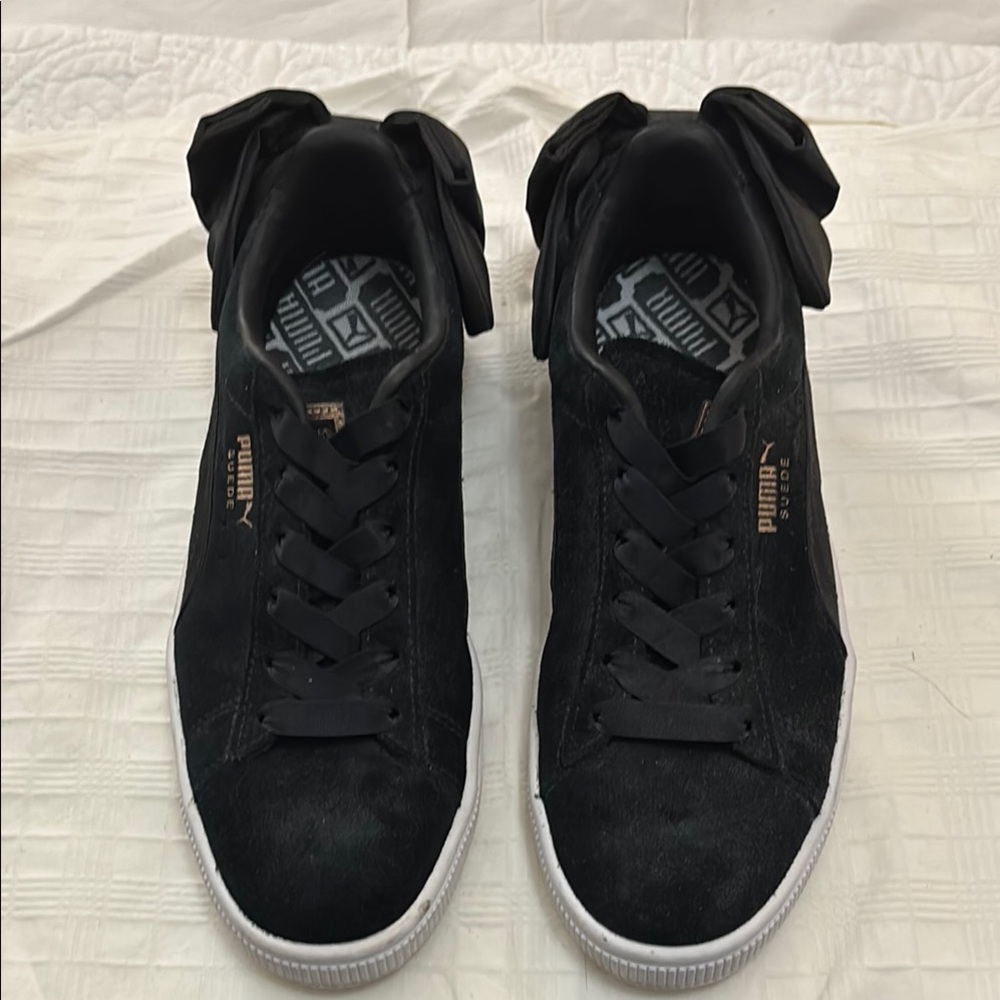 Puma Black Suede Bow Sneakers Size 6